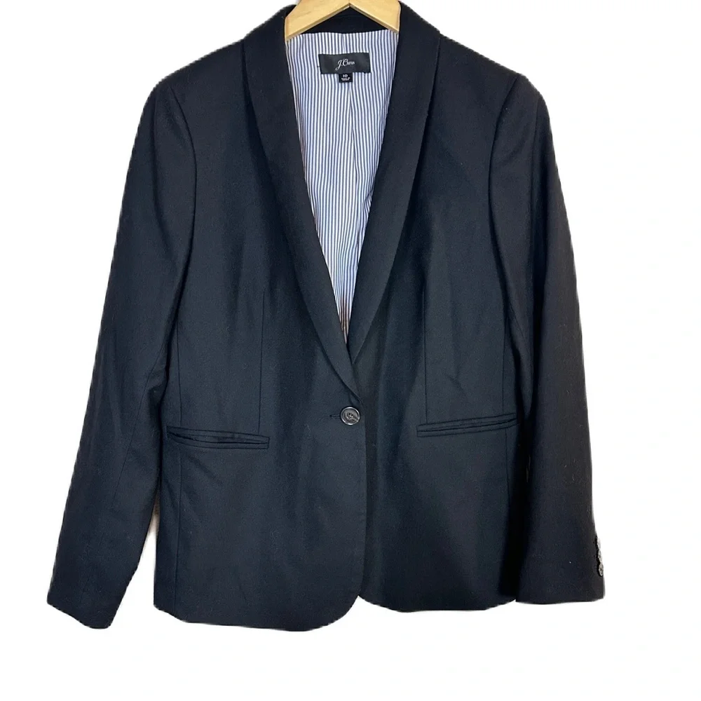 J. Crew Parke Black Blazer in Wool Flannel Jacket Business Women’s‎ Sz 10 NWOT